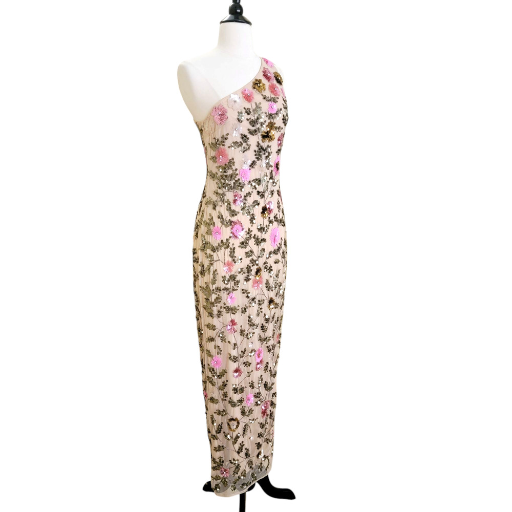 Mac Duggal One-Shoulder Floral Sequin Maxi Dress - Picture 5 of 13